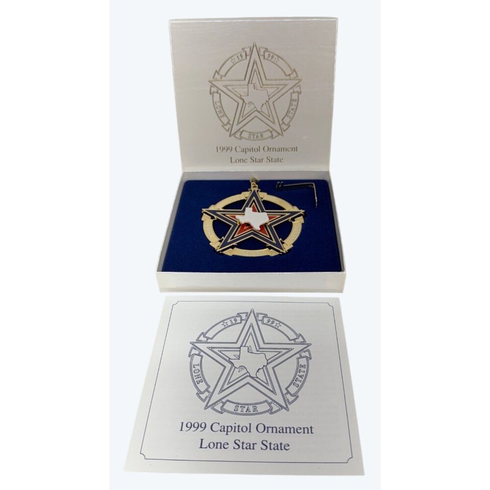 1999 Lone Star State Texas Capitol Christmas Ornament with Box & Stand